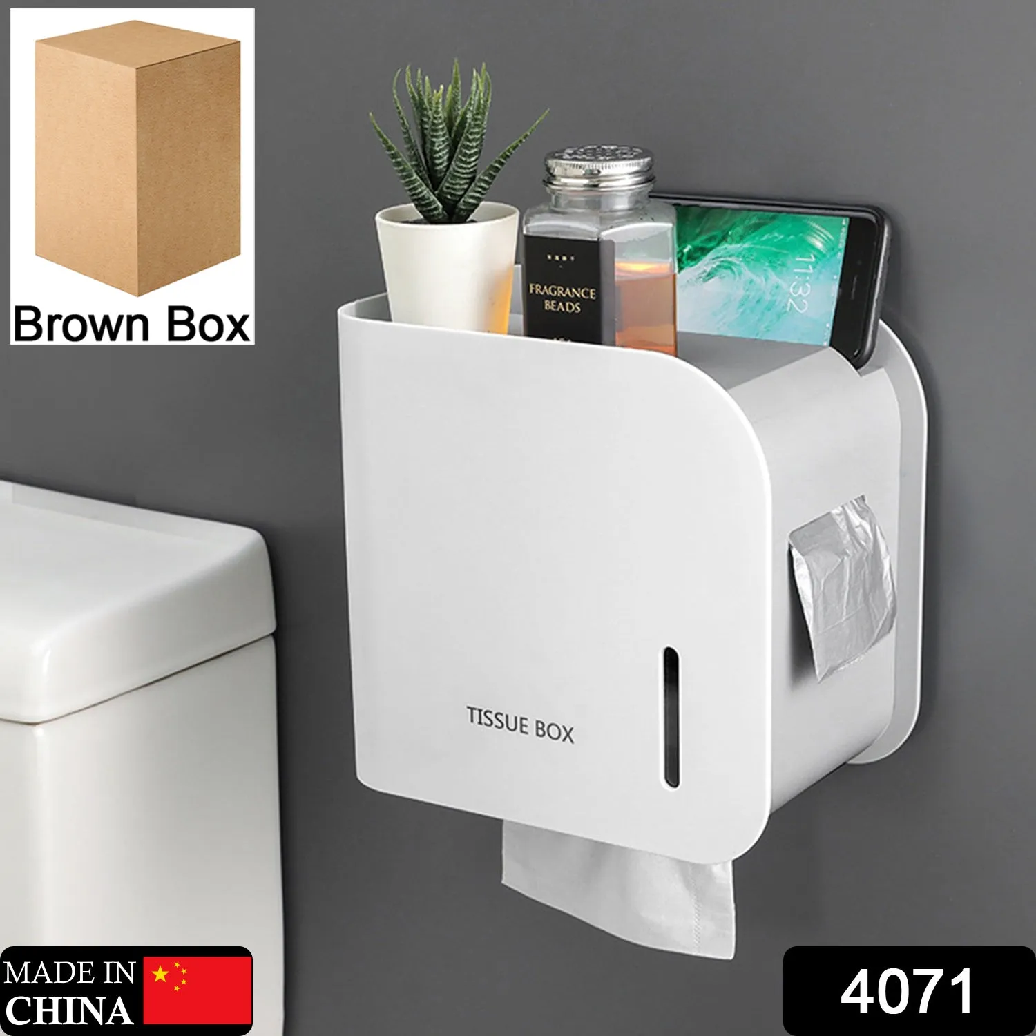 4071 Toilet Paper Holder Home Storage Rack Bathroom Foldable Hanger Tissue Box Shelf Wall Mounted Paper Holder