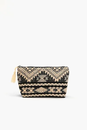 Black & Cream Tribal Pattern Jacquard Cosmetic Pouch