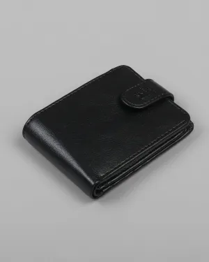 Black Push Button Vegan Leather Handcrafted Slim and Small Wallet