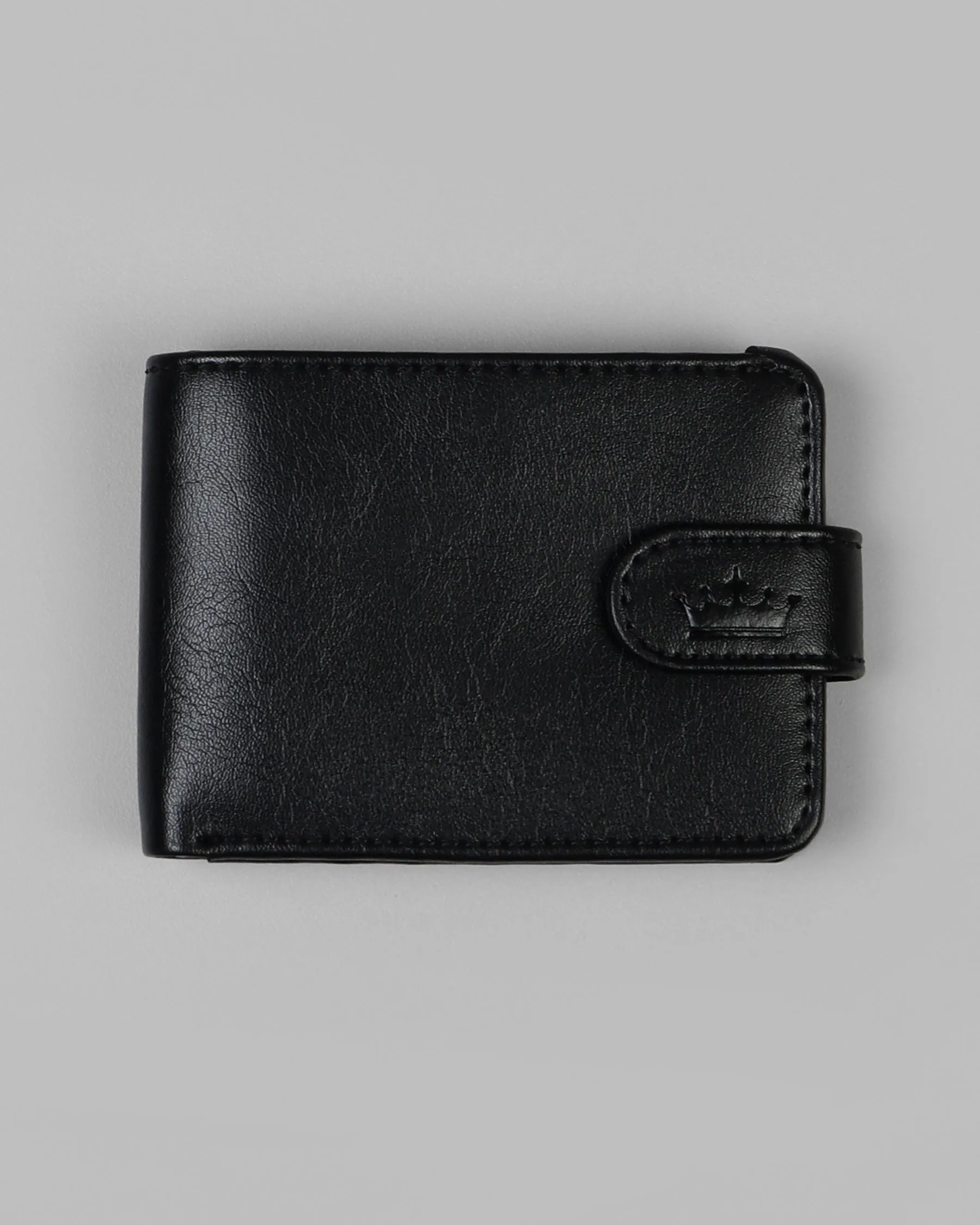 Black Push Button Vegan Leather Handcrafted Slim and Small Wallet