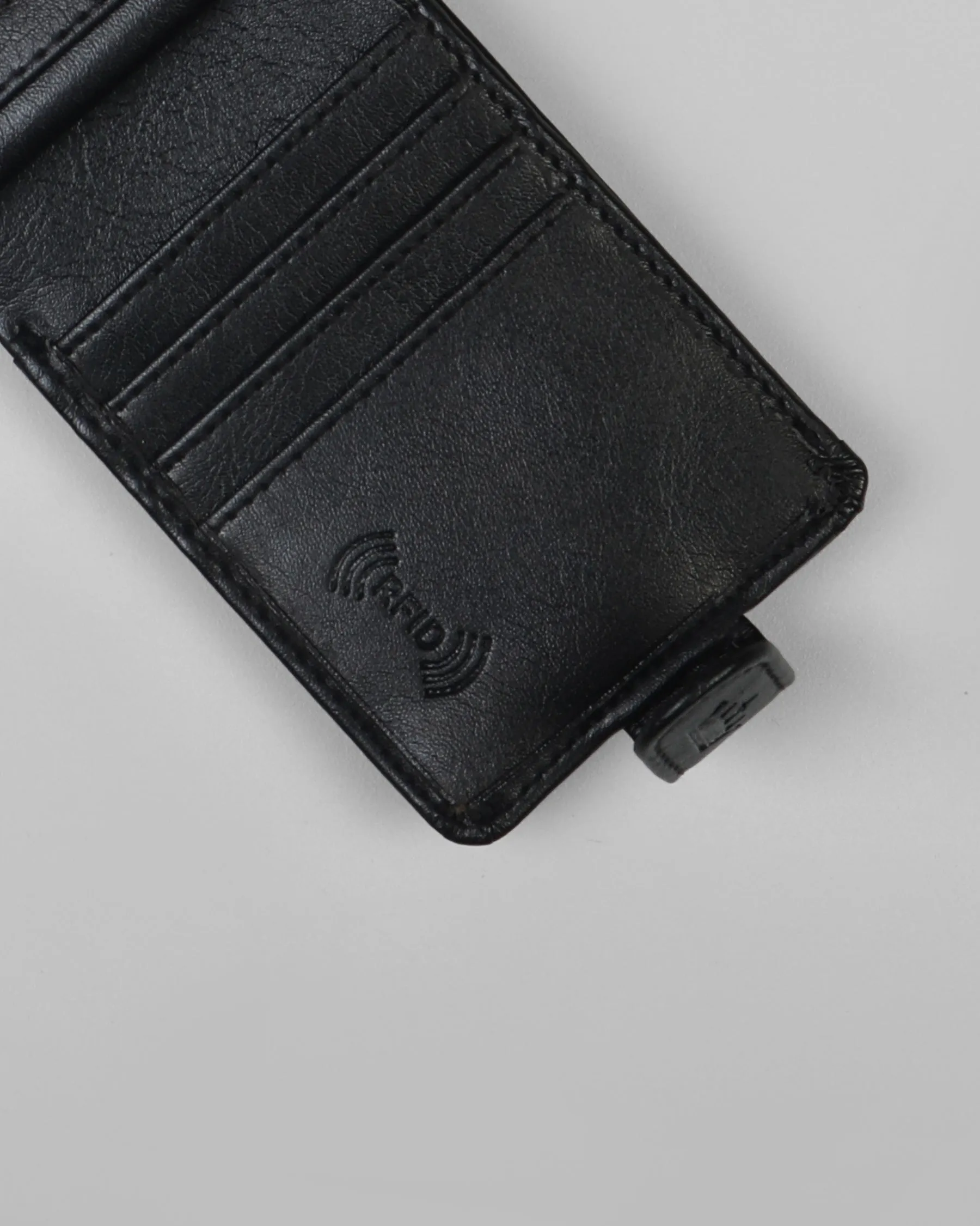 Black Push Button Vegan Leather Handcrafted Slim and Small Wallet