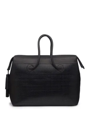 Black Woven Leather Weekend Bag