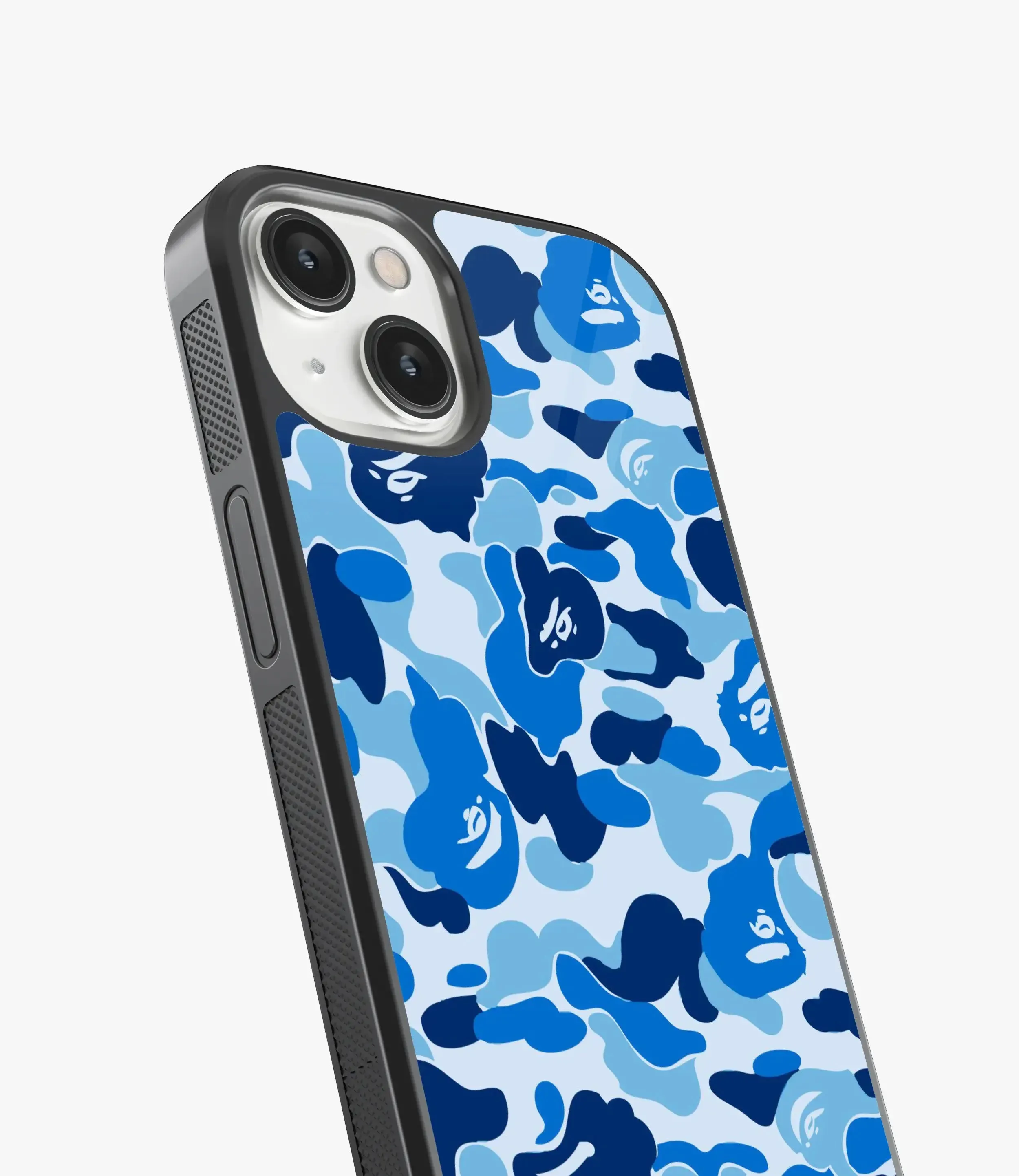 Blue & White Camo Glass Case