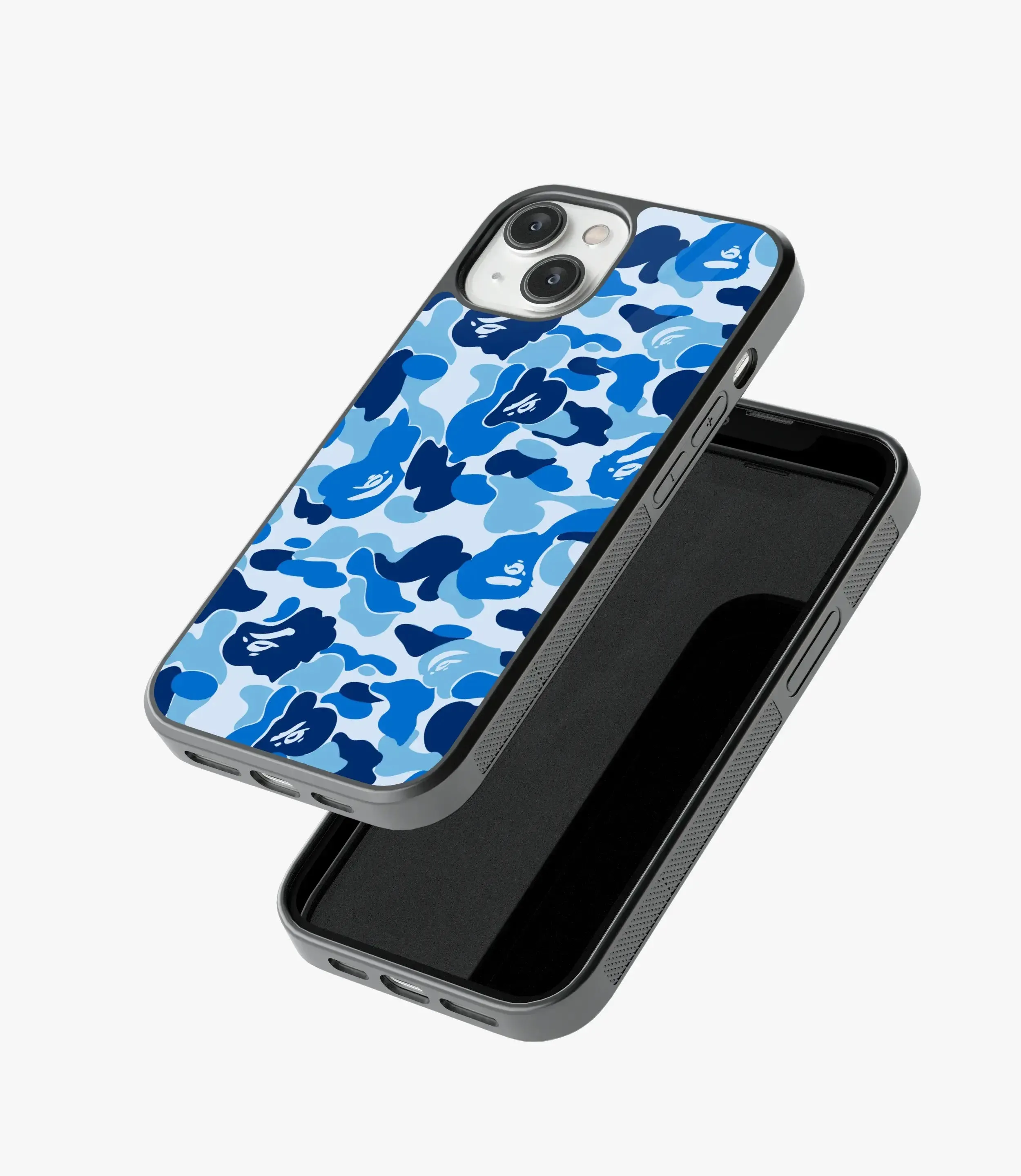 Blue & White Camo Glass Case