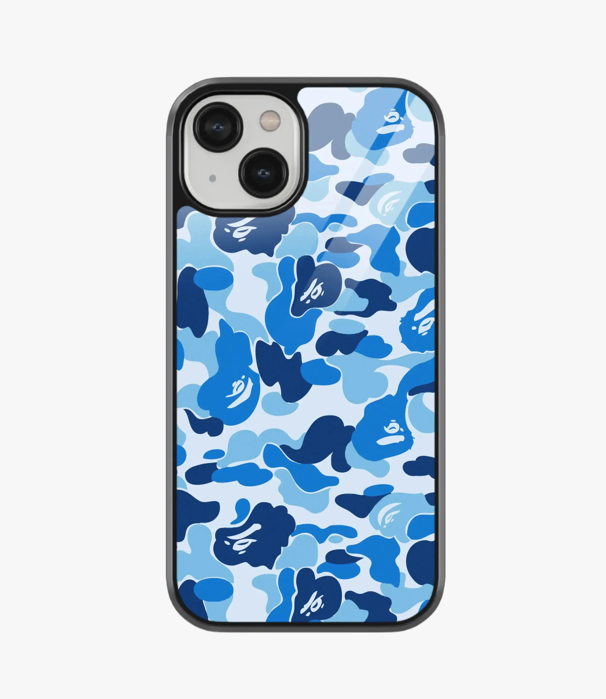 Blue & White Camo Glass Case