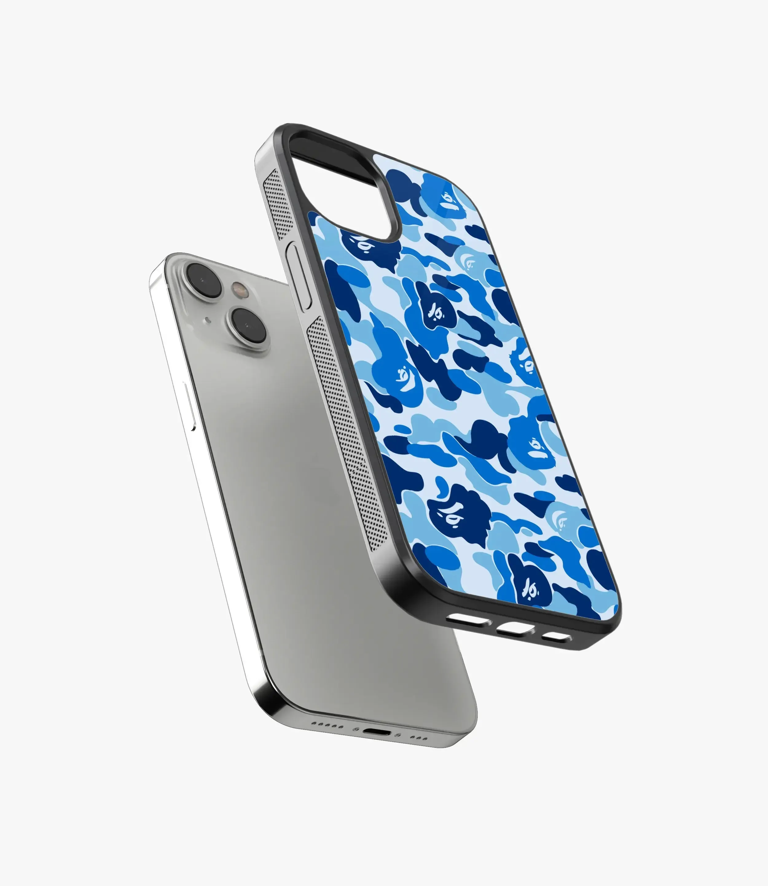 Blue & White Camo Glass Case