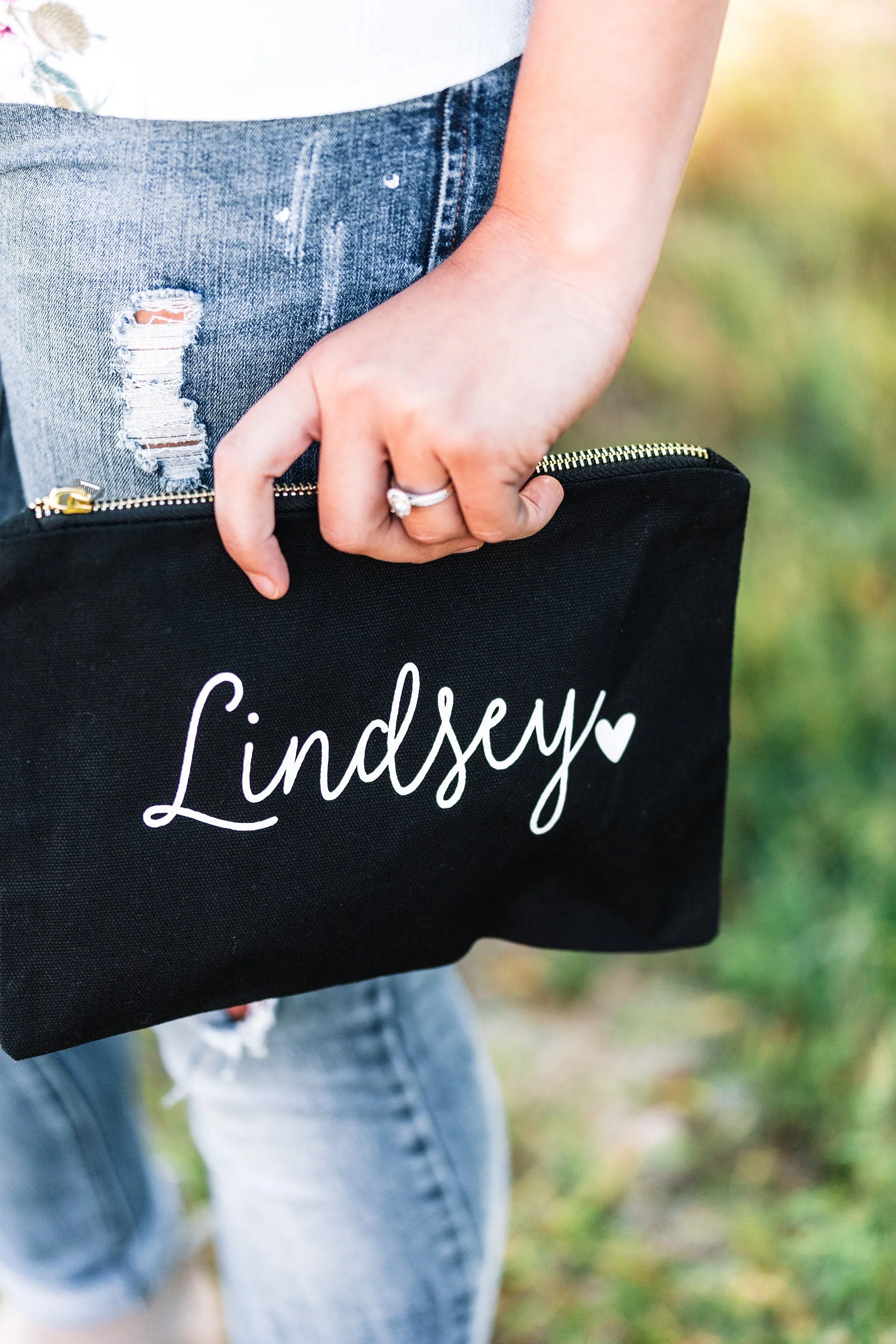 Canvas Makeup Bag | Custom Cosmetic Bags for Bridesmaid Gifts