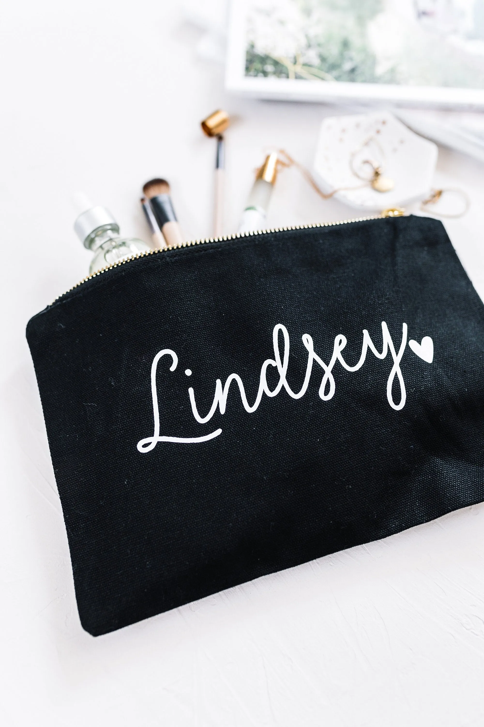 Canvas Makeup Bag | Custom Cosmetic Bags for Bridesmaid Gifts