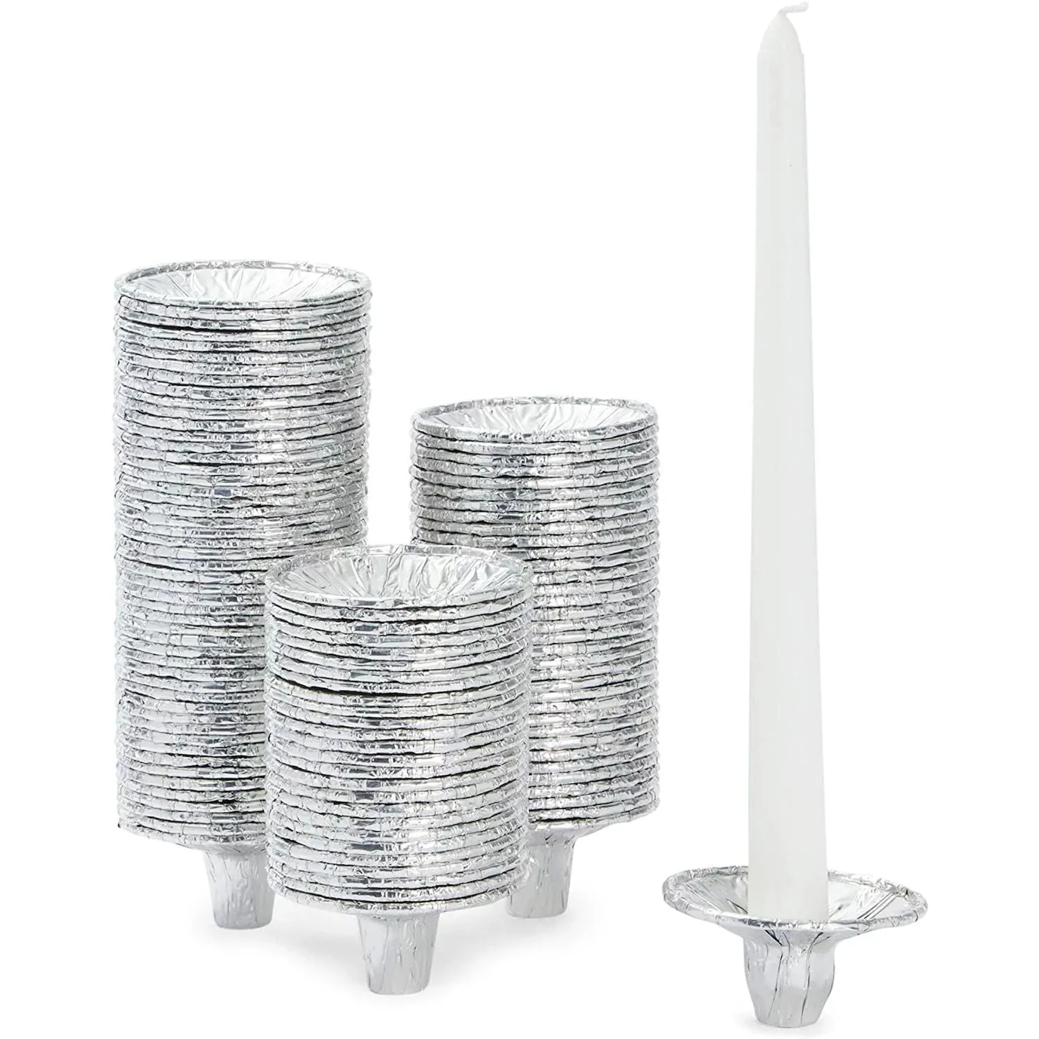 Disposable Aluminum Candlesticks for Shabbat and Funeral Procession (2 76 inches, pack of 200 pcs. )