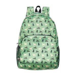 Eco Chic Lightweight Foldable Backpack Green Labradors