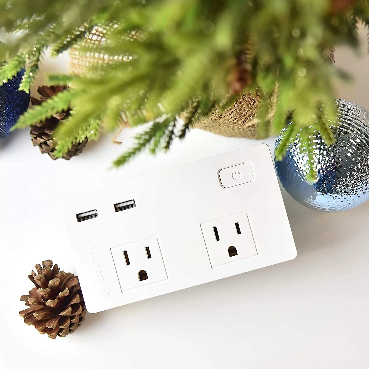 Etekcity Wall Surge Protector Power Strip 2 USB Charging Ports - White