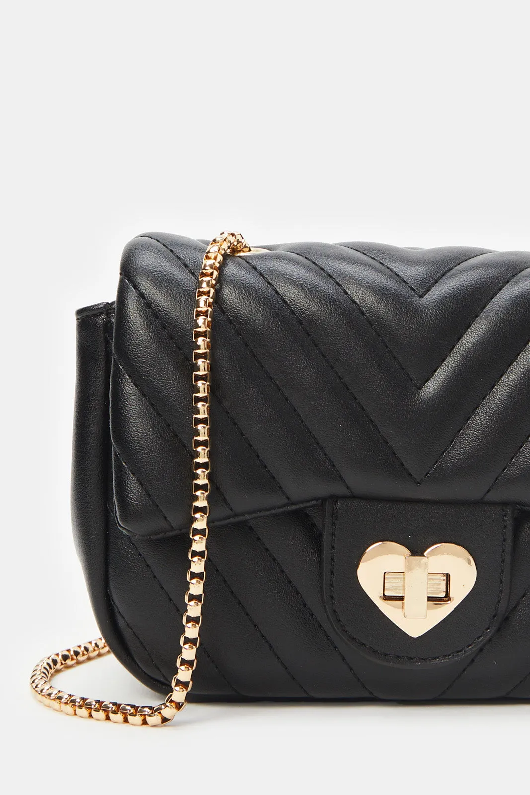 Girls Black Embellished Crossbody Bag