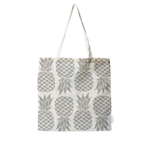 Grey Pineapples Large Tote 18x18