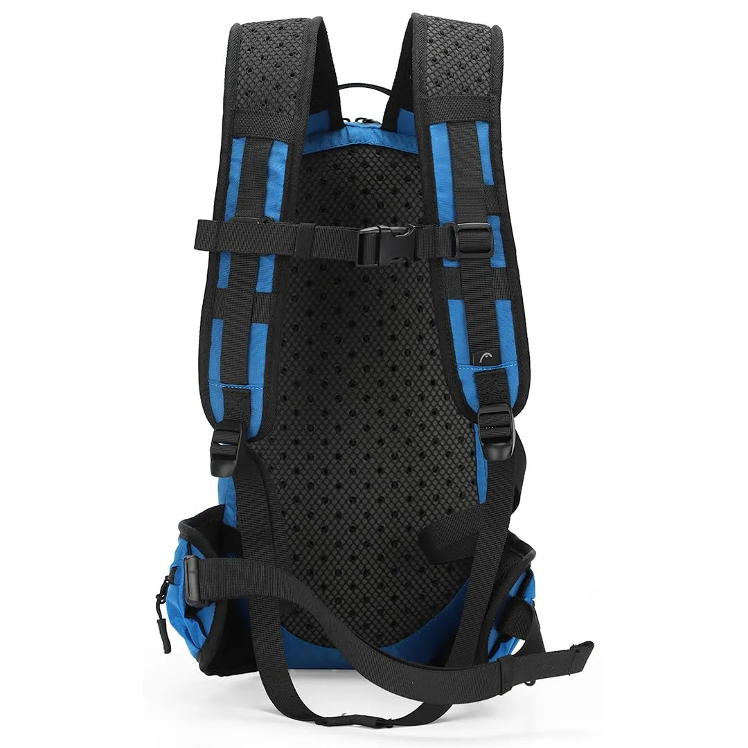 HEAD TrailBlazer Series Rucksack Bags for Men - 10 L | 100% Polyester | Tourist, Trekking, Hiking Backpack for Men & Women | Water Resistant | Travel Bag | Camping Daypack for Outdoor Sports | Blue