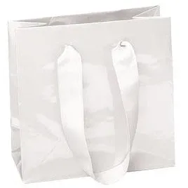 Laminated Manhattan Shopping Bags-Gloss-White- 6.0 x 3.0 x 6.0