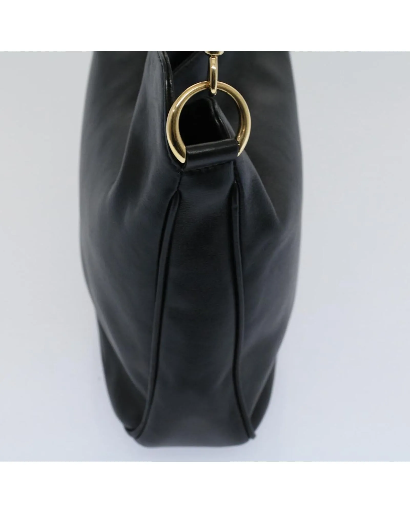 Leather Shoulder Bag with Bamboo Detail and Shoulder Strap