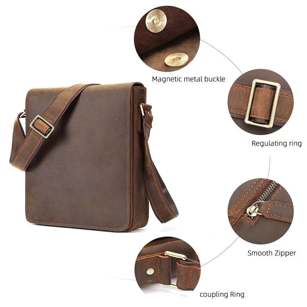 LeatherLux Crossbody Zipper Bag