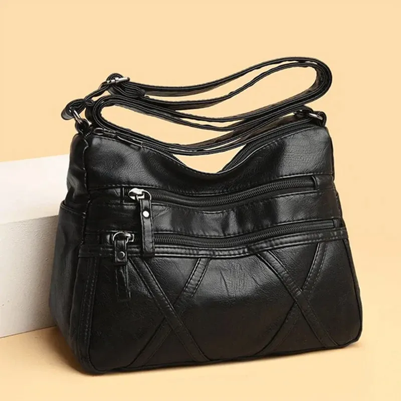 Lightweight Soft Leather Shoulder Bag