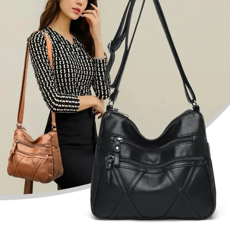 Lightweight Soft Leather Shoulder Bag