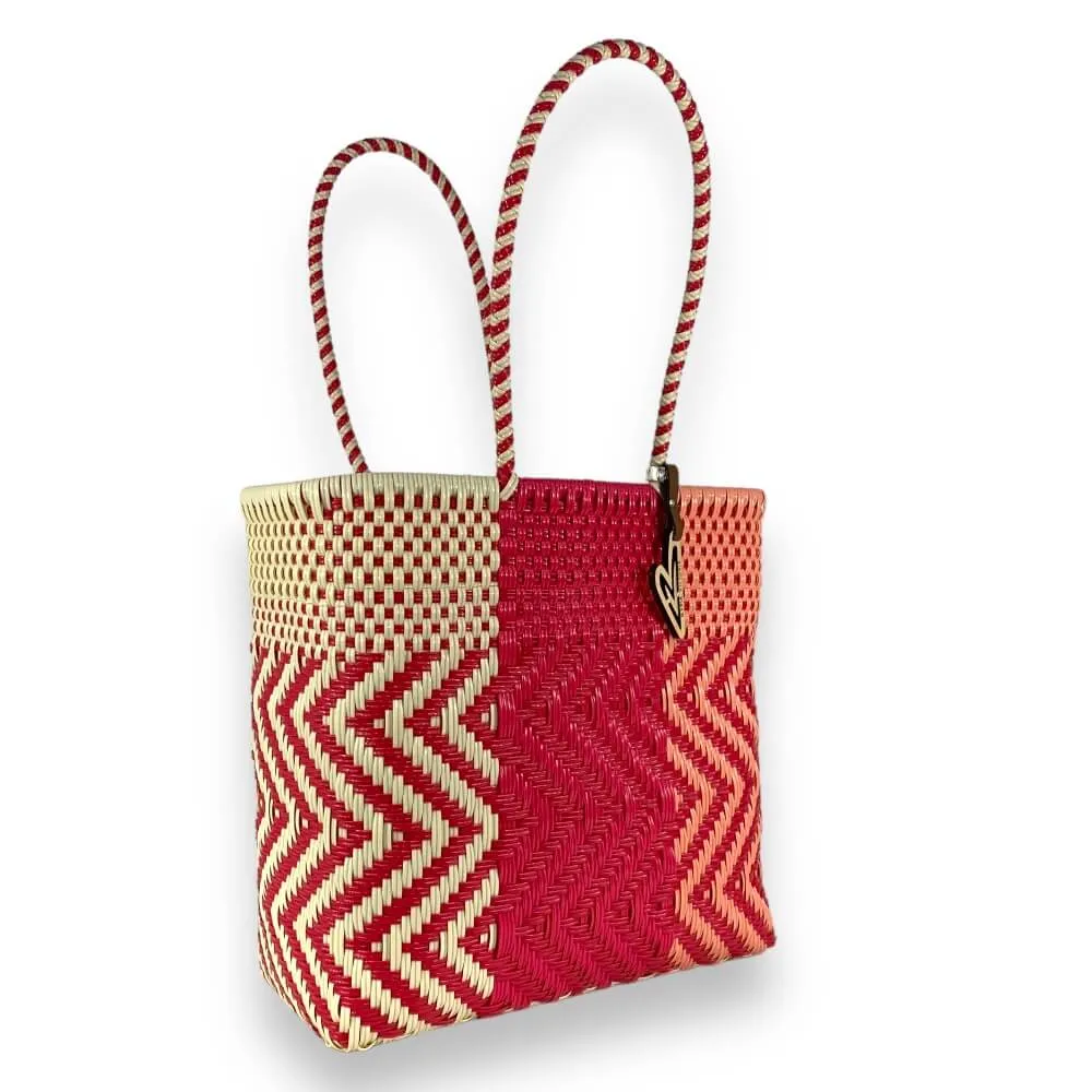 Maria Victoria | Pebbles Tote | Upcycled, Handwoven, Pinks&Ivory Tote