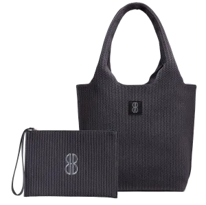 medium - Charcoal Stripe Tote With Pouch