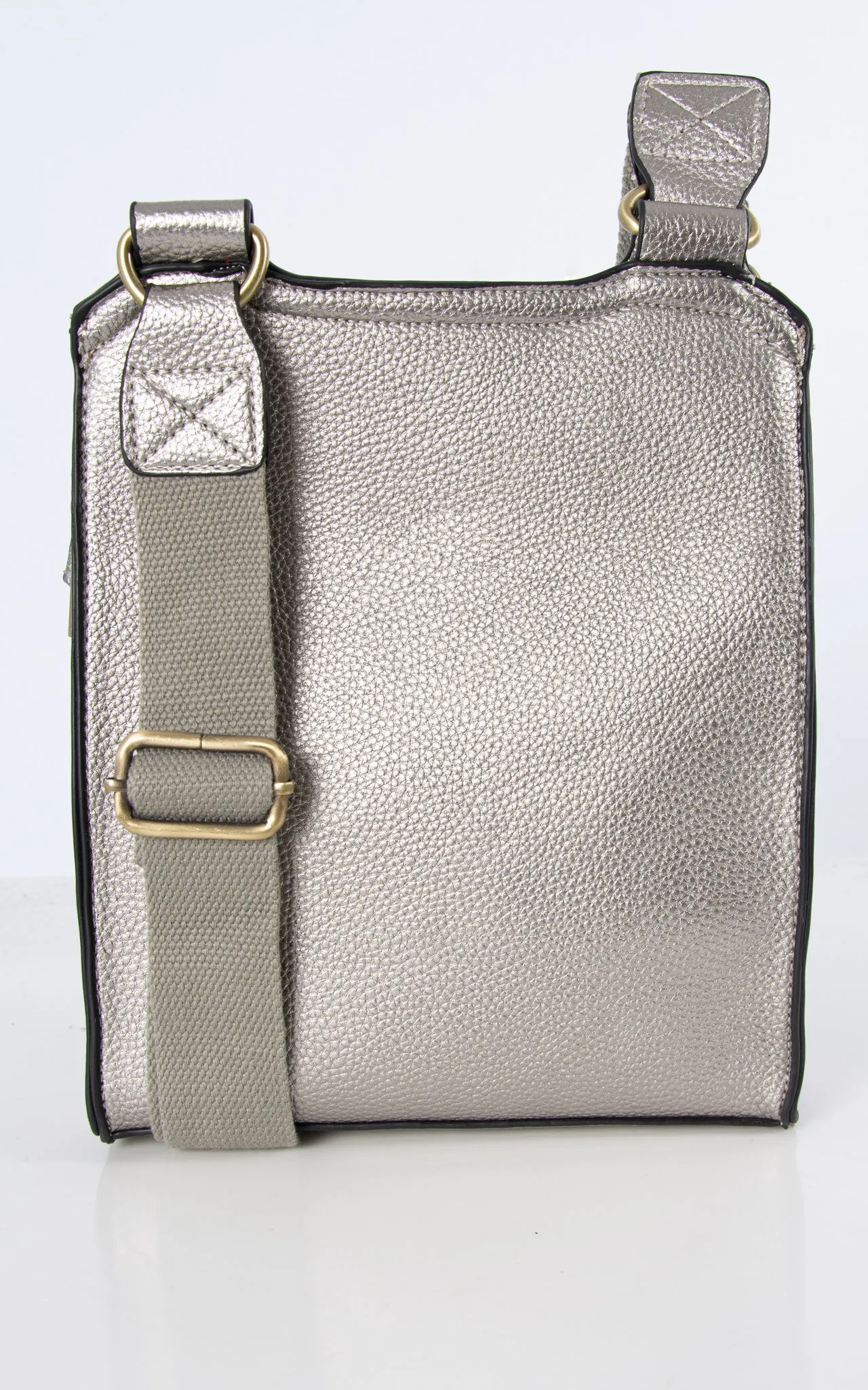 Metallic Grey Messenger Bag