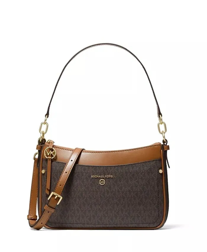 Michael Kors Signature Jet Set Charm Top Zip Pochette Bag, Brown