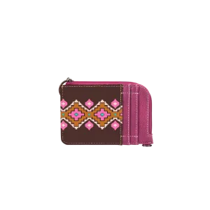 Montana West Women's Wrangler Southwestern Art Print Mini Zip Hot Pink Card Case