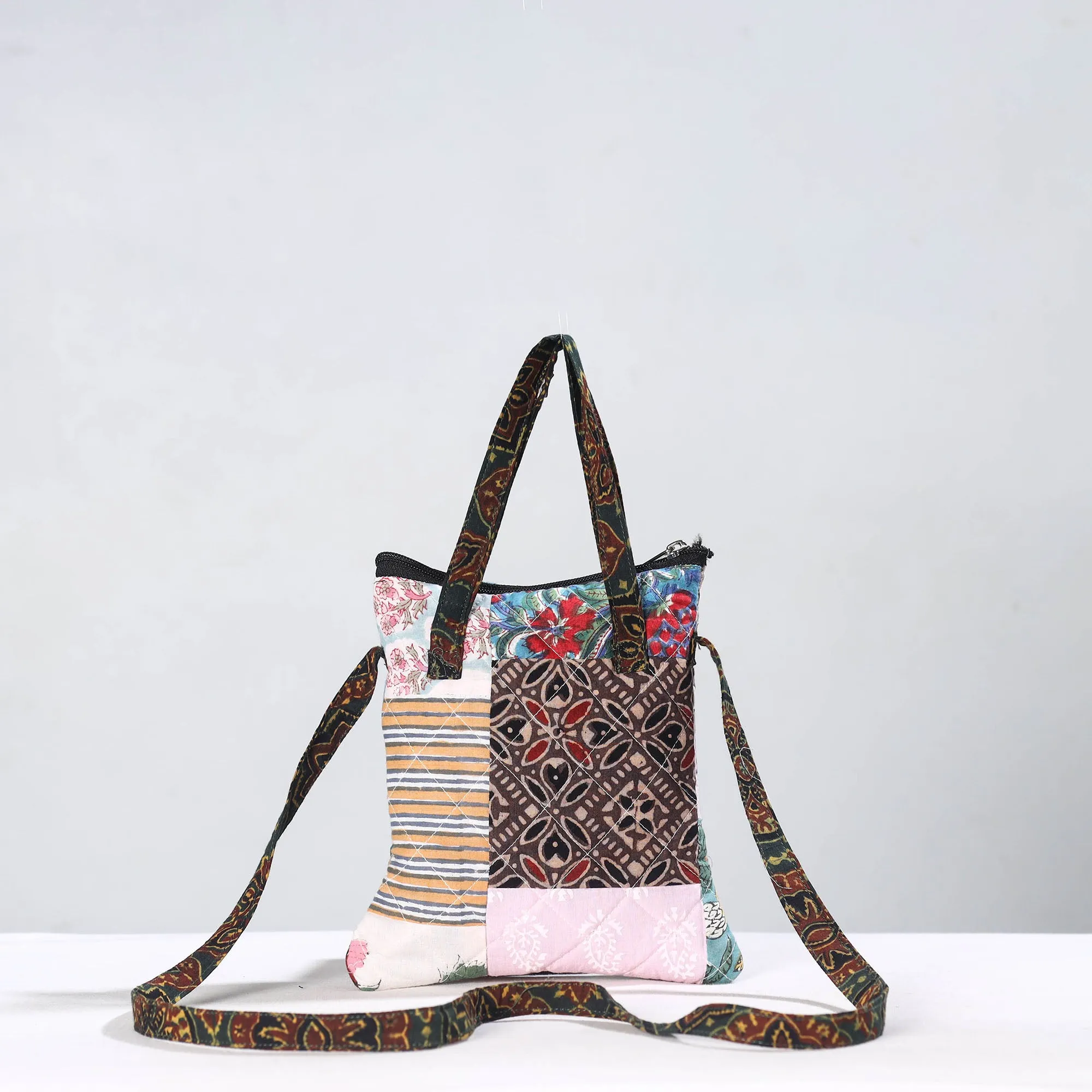 Multicolor - Handmade Quilted Cotton Patchwork Sling Bag 54