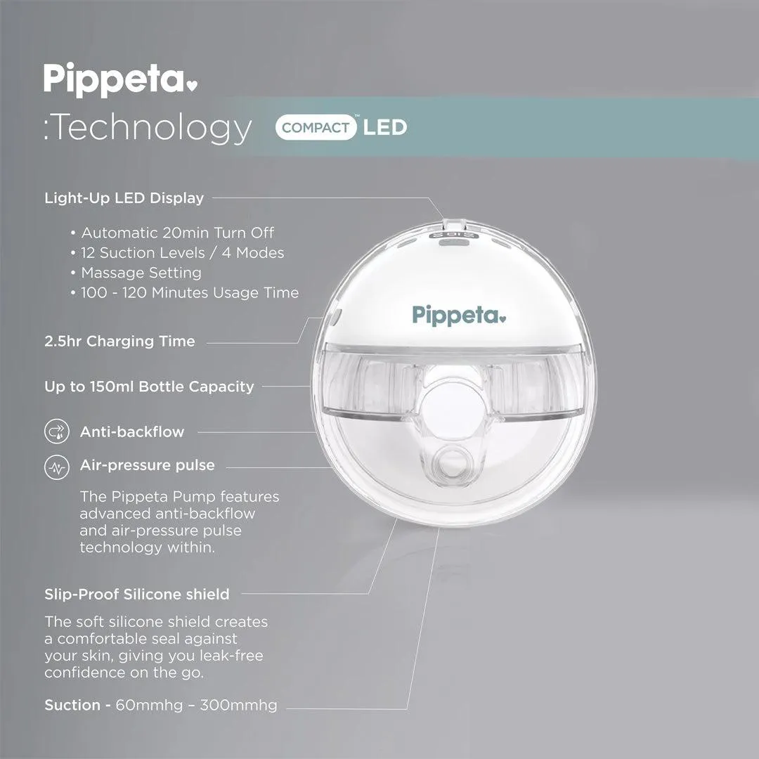 Pippeta Compact LED Hands Free Breast Pump - 2 Pack