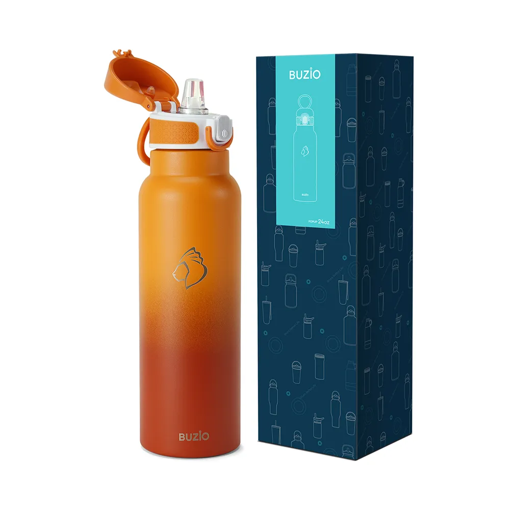 Pop Up Water Bottle with Silicone Straw Lid | 24 - 32oz