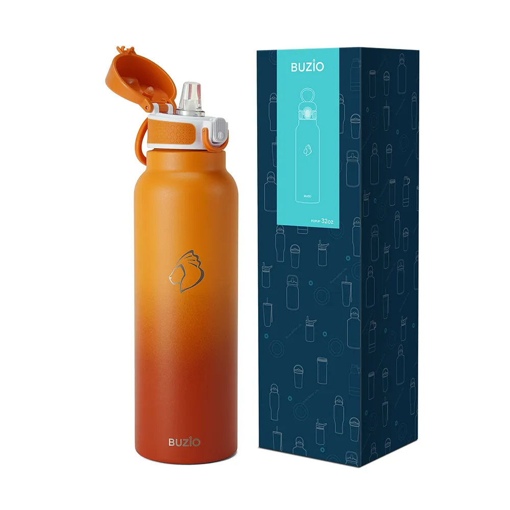 Pop Up Water Bottle with Silicone Straw Lid | 24 - 32oz