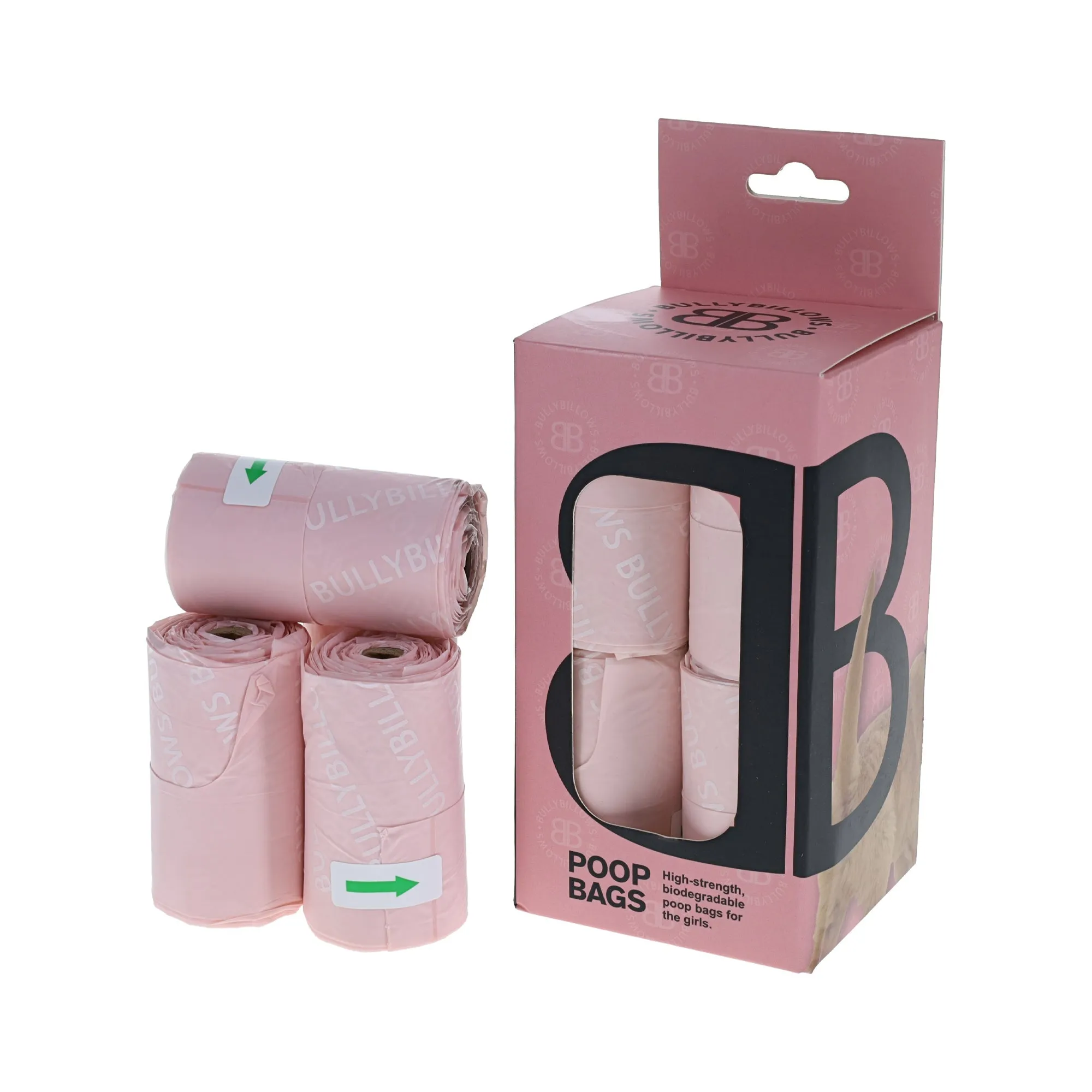 Premium Biodegradable Strong Poop Bags With Handle - BPA Free - Pink