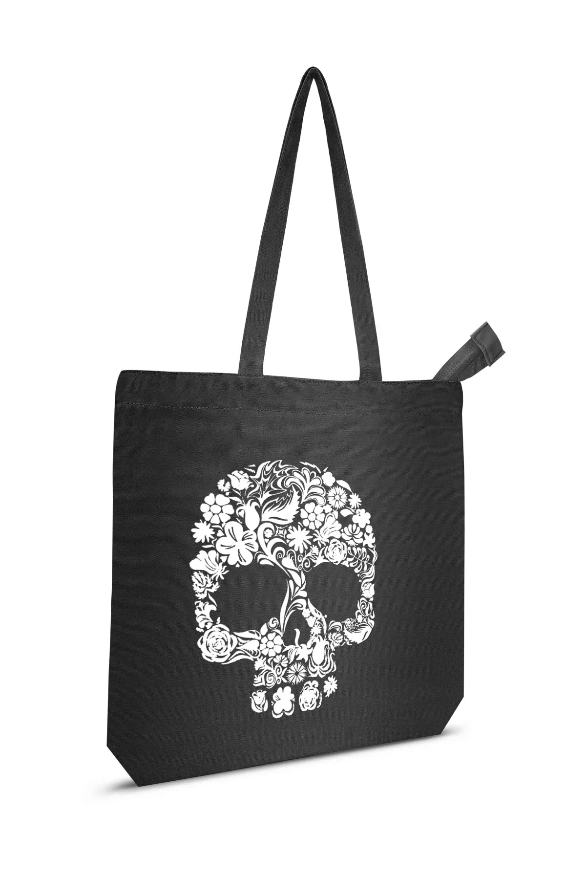 Premium Cotton Canvas Tote Bag with Zip- Black