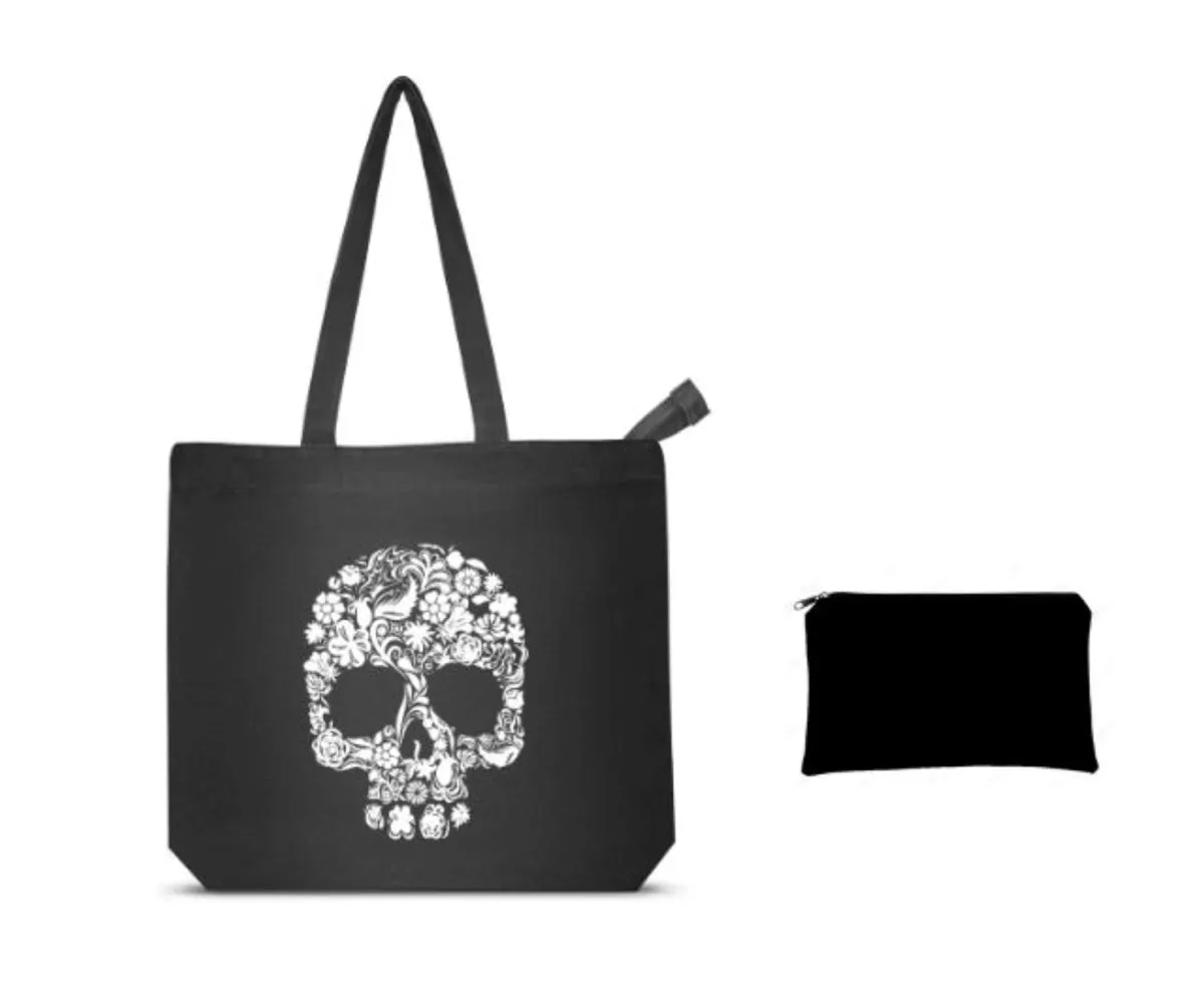 Premium Cotton Canvas Tote Bag with Zip- Black