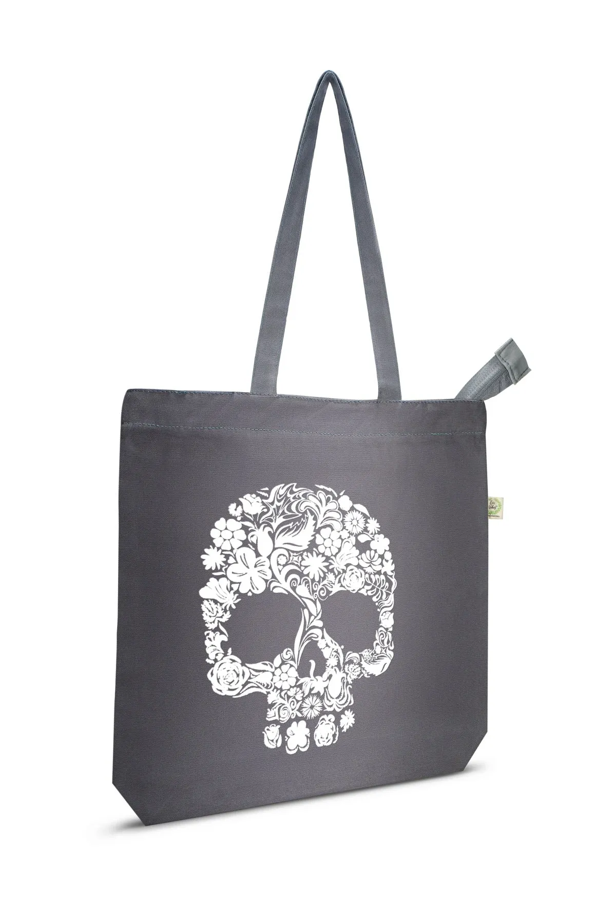 Premium Cotton Canvas Tote Bag with Zip- Grey