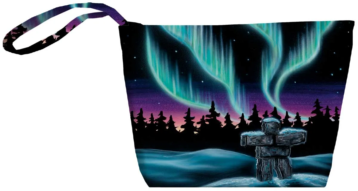 "Sky Dance Inukshuk" Small Zippered Tote artwork by Metis Artist Amy Keller Rempp