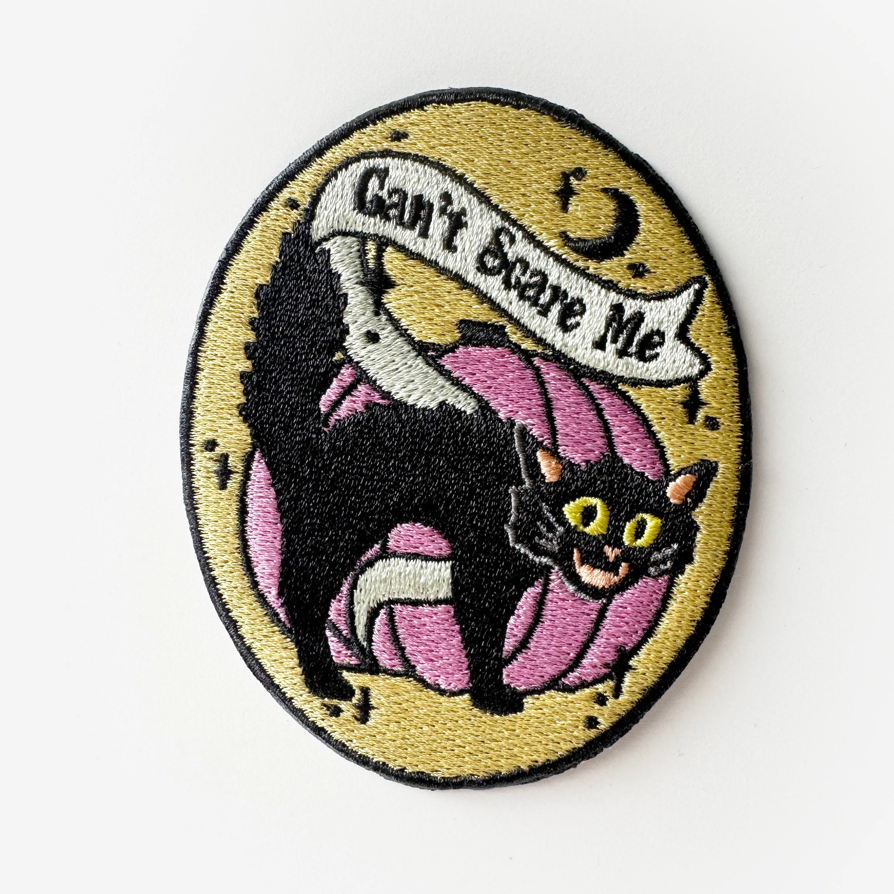 Scared Halloween Black Cat Iron On Patch