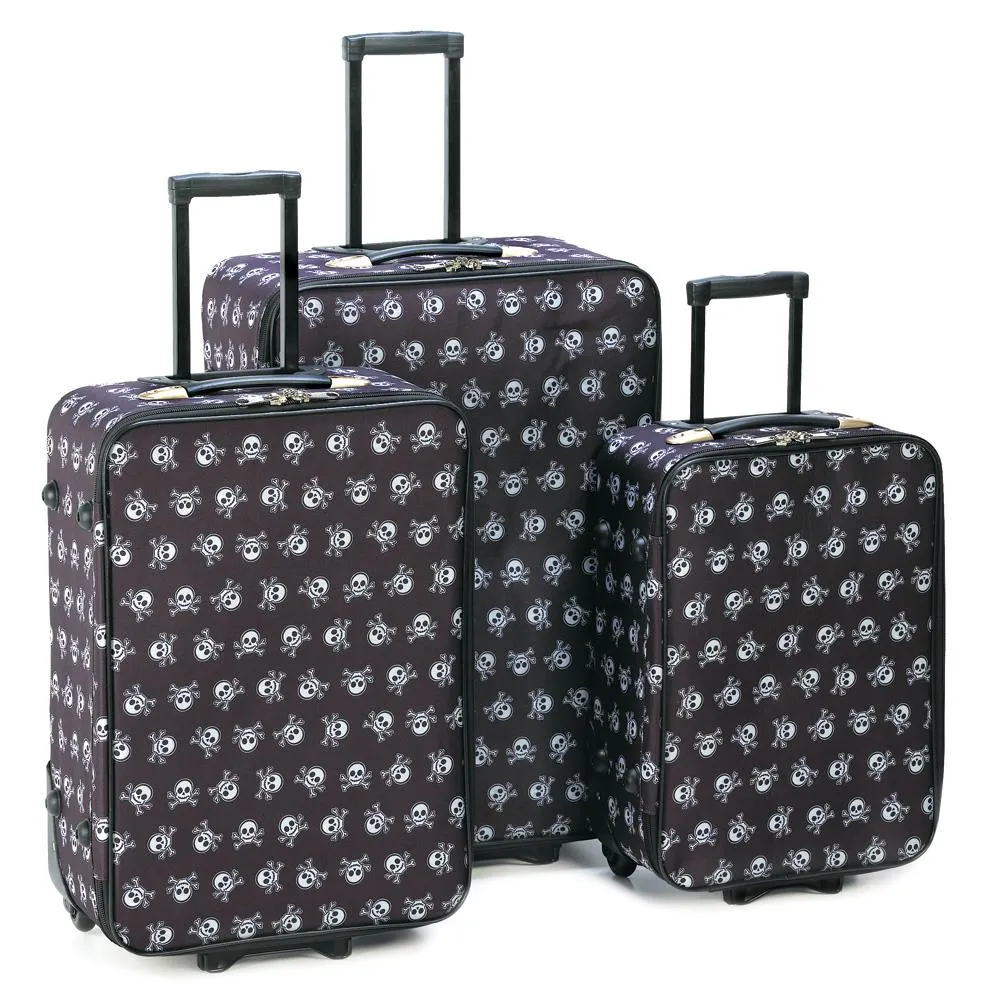 Stylish Skull Luggage Trio