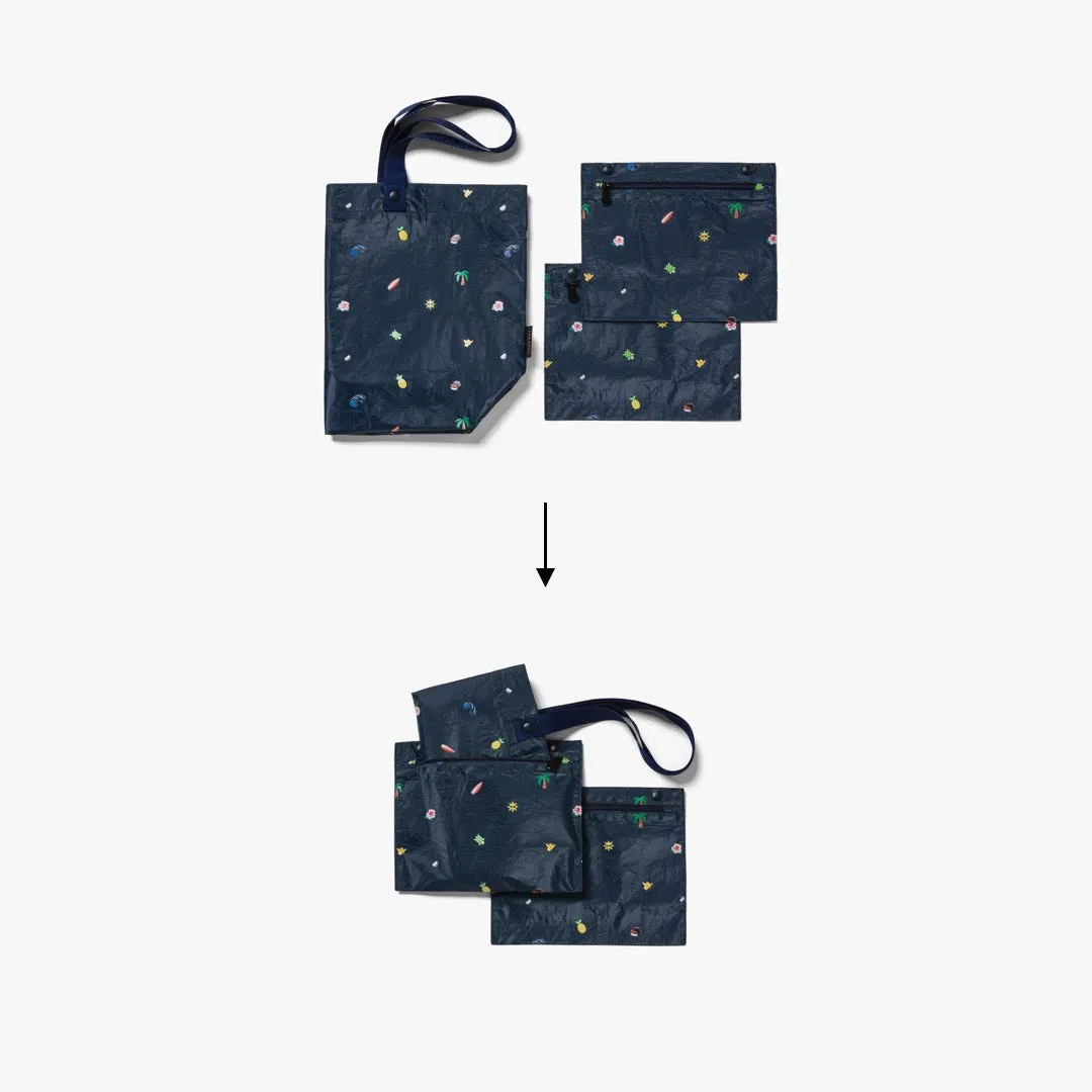 The Del Mar Packable Tote Large - Tyvek - Navy Hawaii Emoji