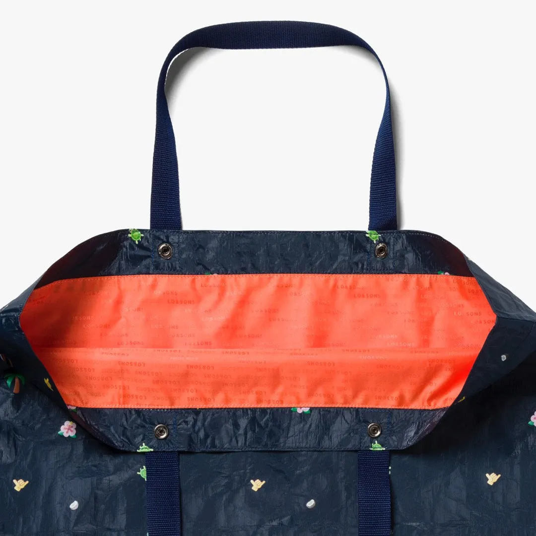 The Del Mar Packable Tote Large - Tyvek - Navy Hawaii Emoji