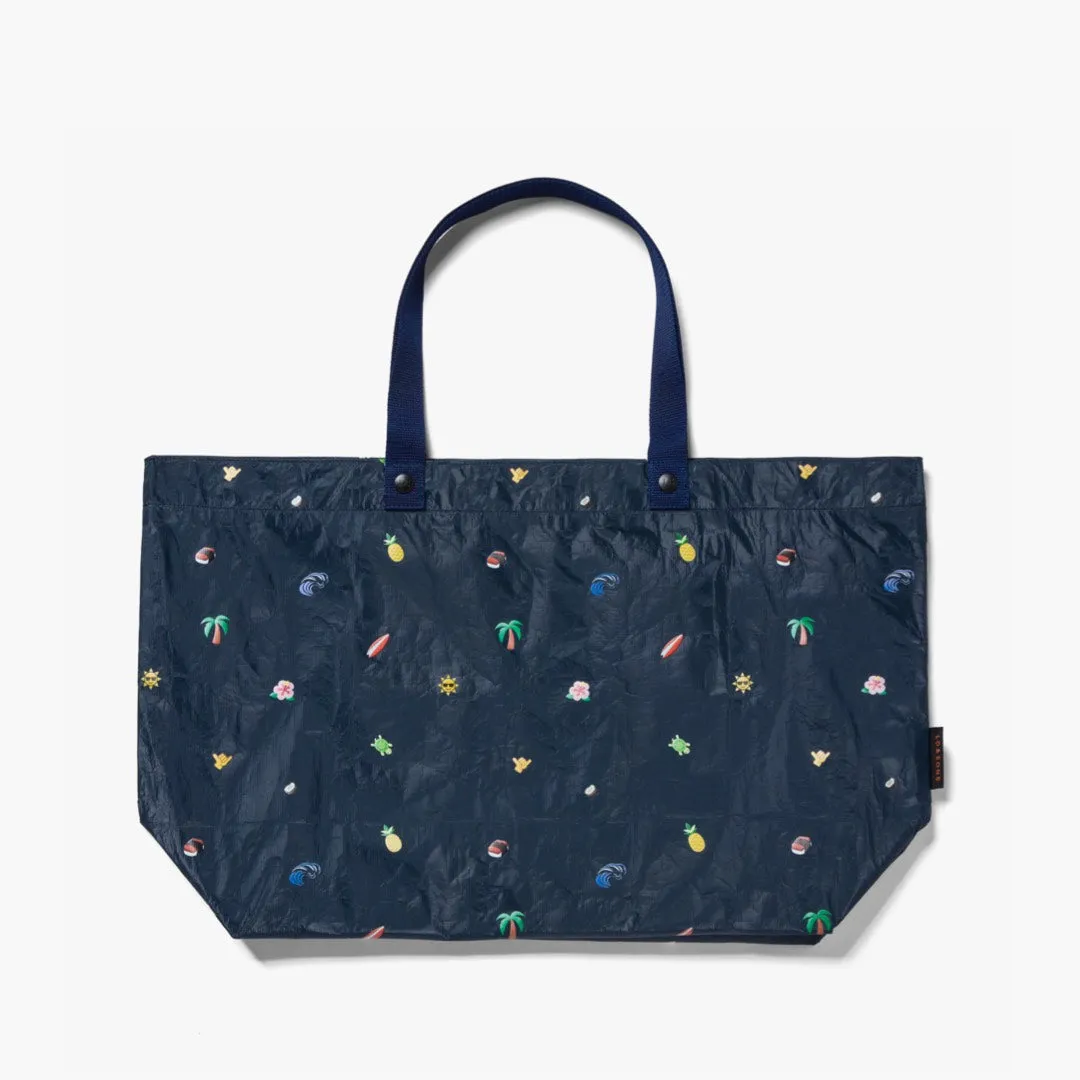 The Del Mar Packable Tote Large - Tyvek - Navy Hawaii Emoji