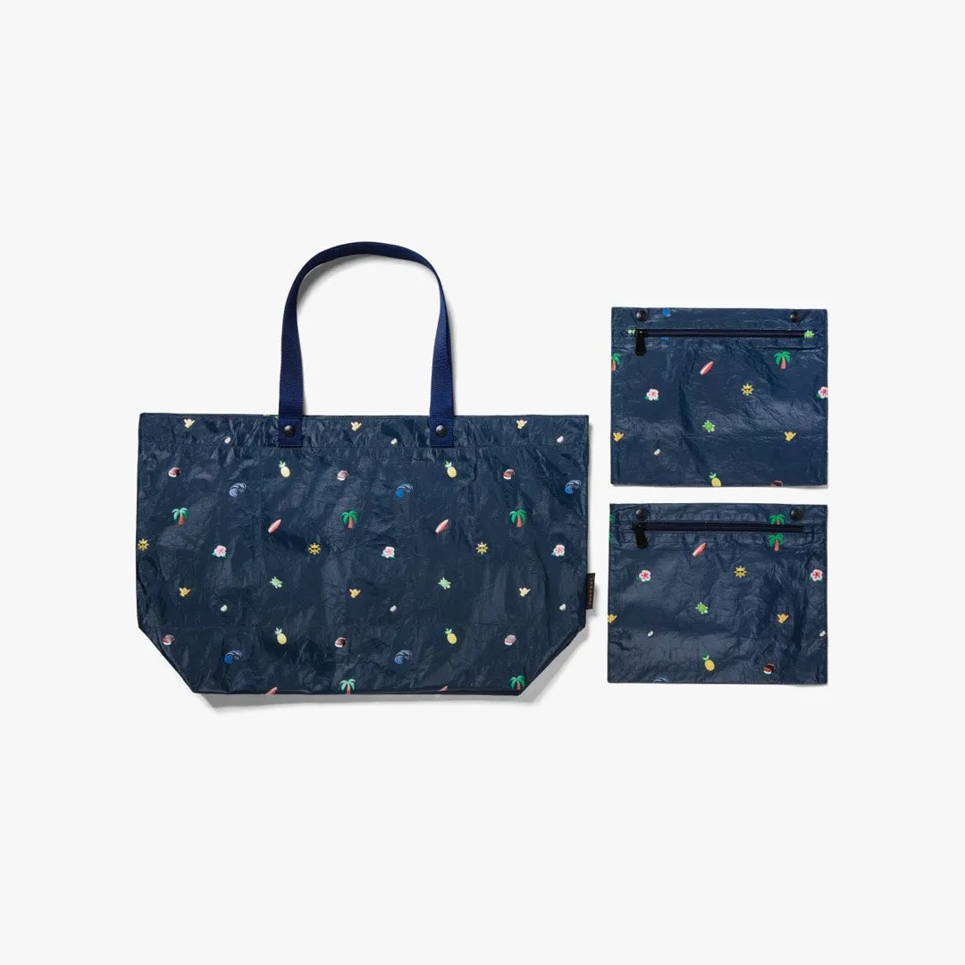 The Del Mar Packable Tote Large - Tyvek - Navy Hawaii Emoji