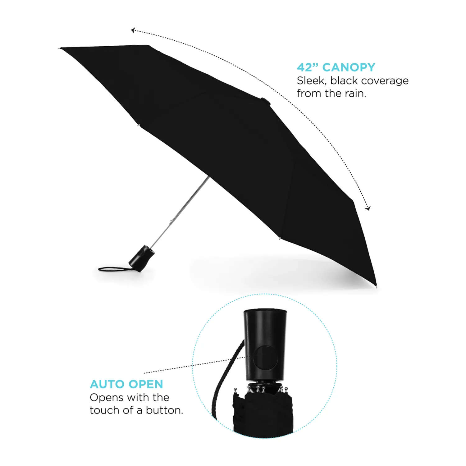 totes - 42" 3 Section Auto Open Umbrella